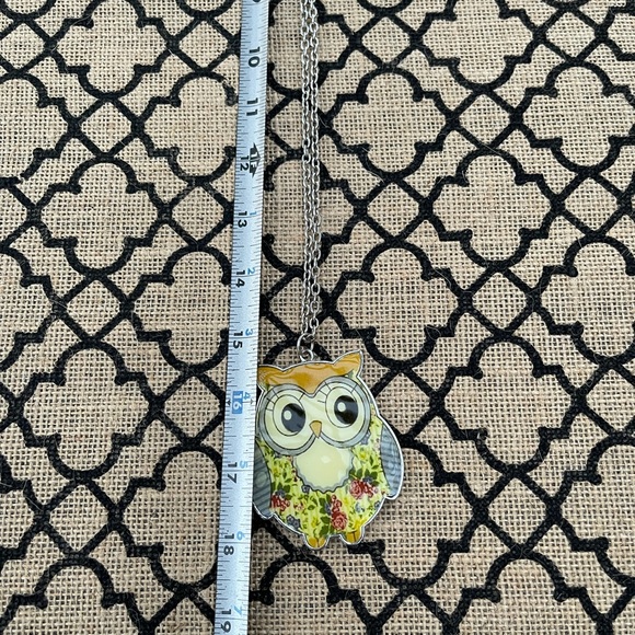 Owl Necklace & Earrings Set Owl Pendant Floral design - Picture 7 of 9